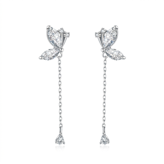 Aretes Mariposa con Cadena Colgante