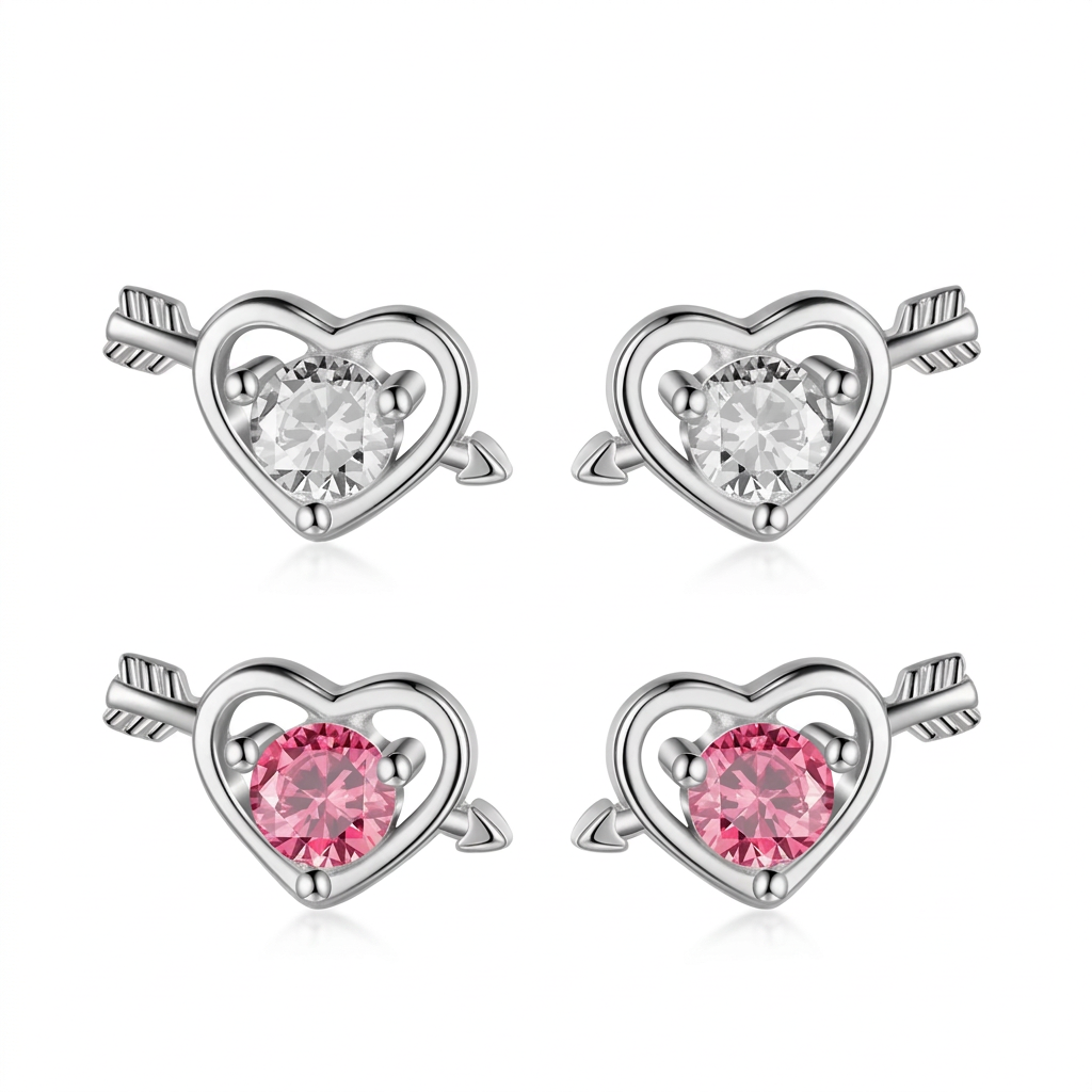 Aretes Corazón Blanco o Rosa