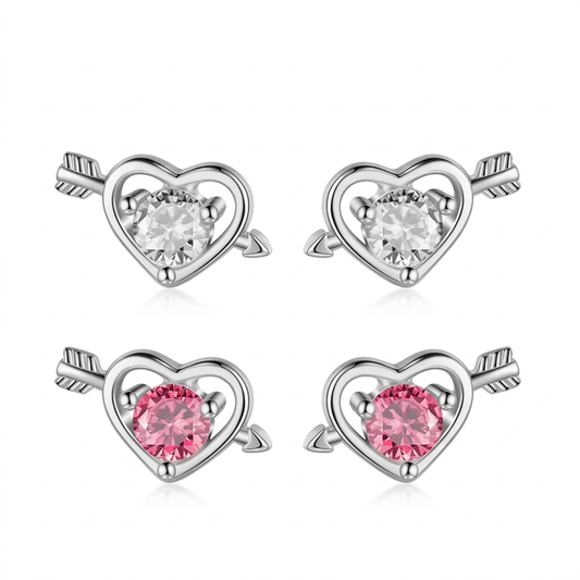 Aretes Corazón Blanco o Rosa