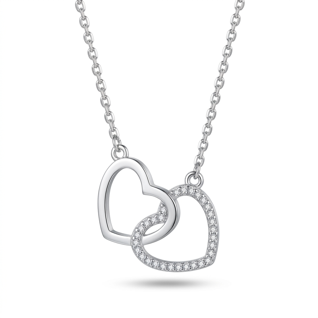 Collar Corto Doble Corazón