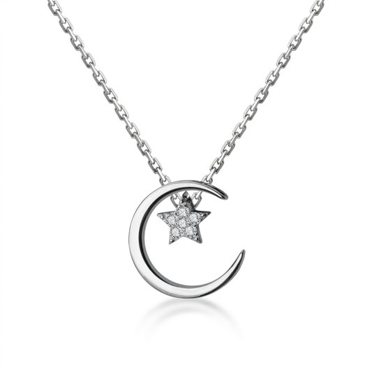 Collar Choker Luna y Estrella con Zirconias