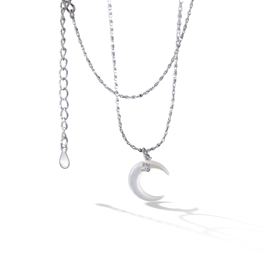 Collar Gargantilla Luna y Concha con Zirconias