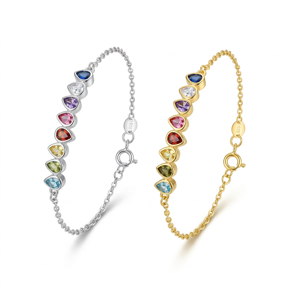 Pulsera Gotas con Zirconias de Colores