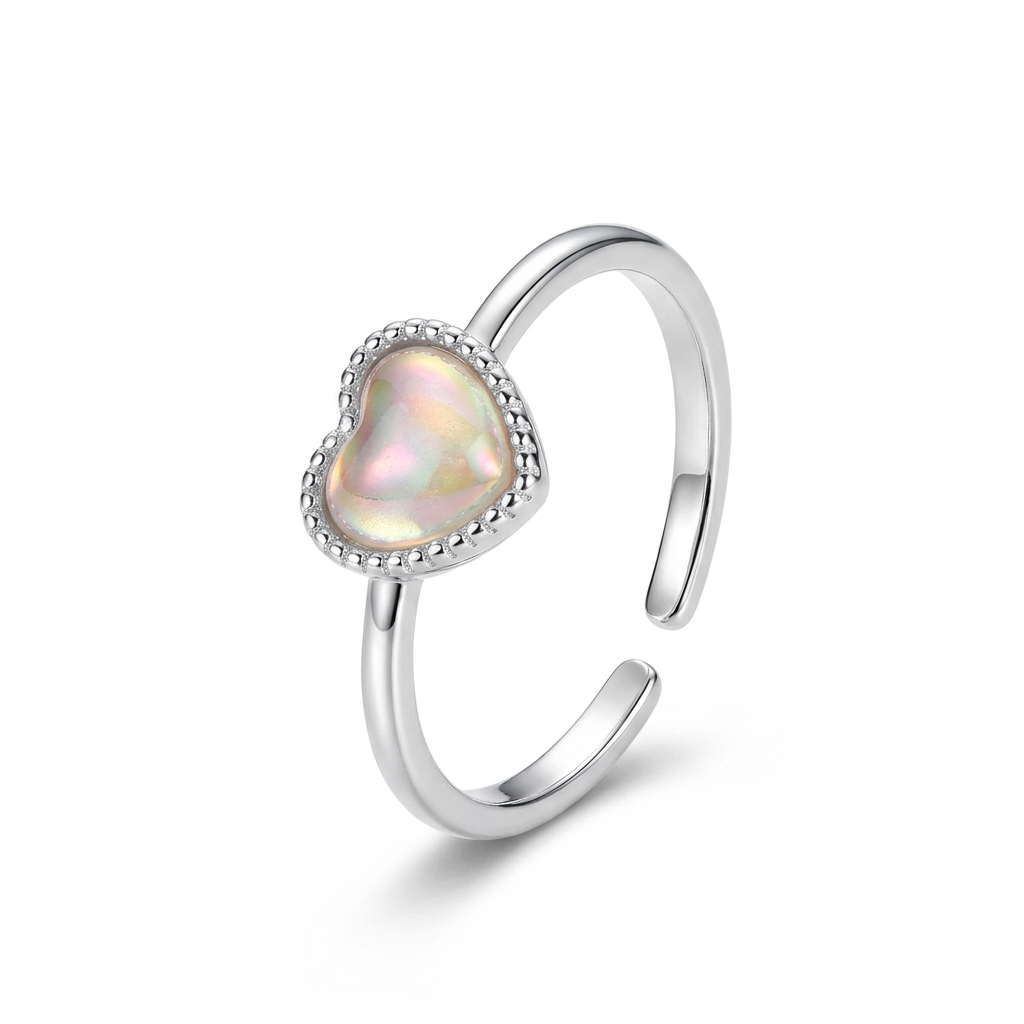 Anillo Abierto Corazón Esmaltado en Degradado