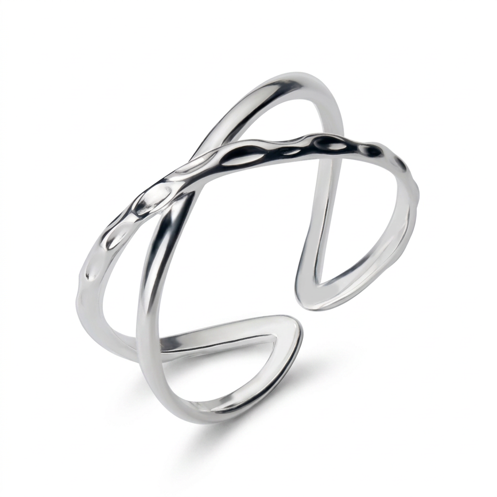 Anillo Abierto de Doble Línea Cruzada
