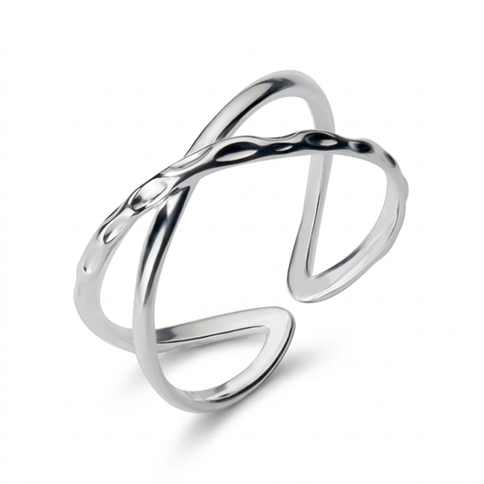 Anillo Abierto de Doble Línea Cruzada