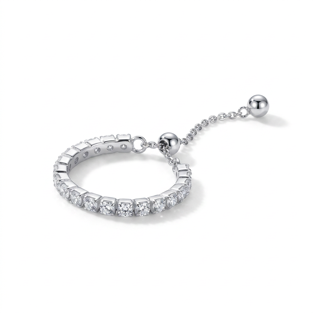Anillo Cadena con Zirconias Ajustable