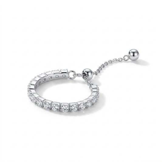 Anillo Cadena con Zirconias Ajustable
