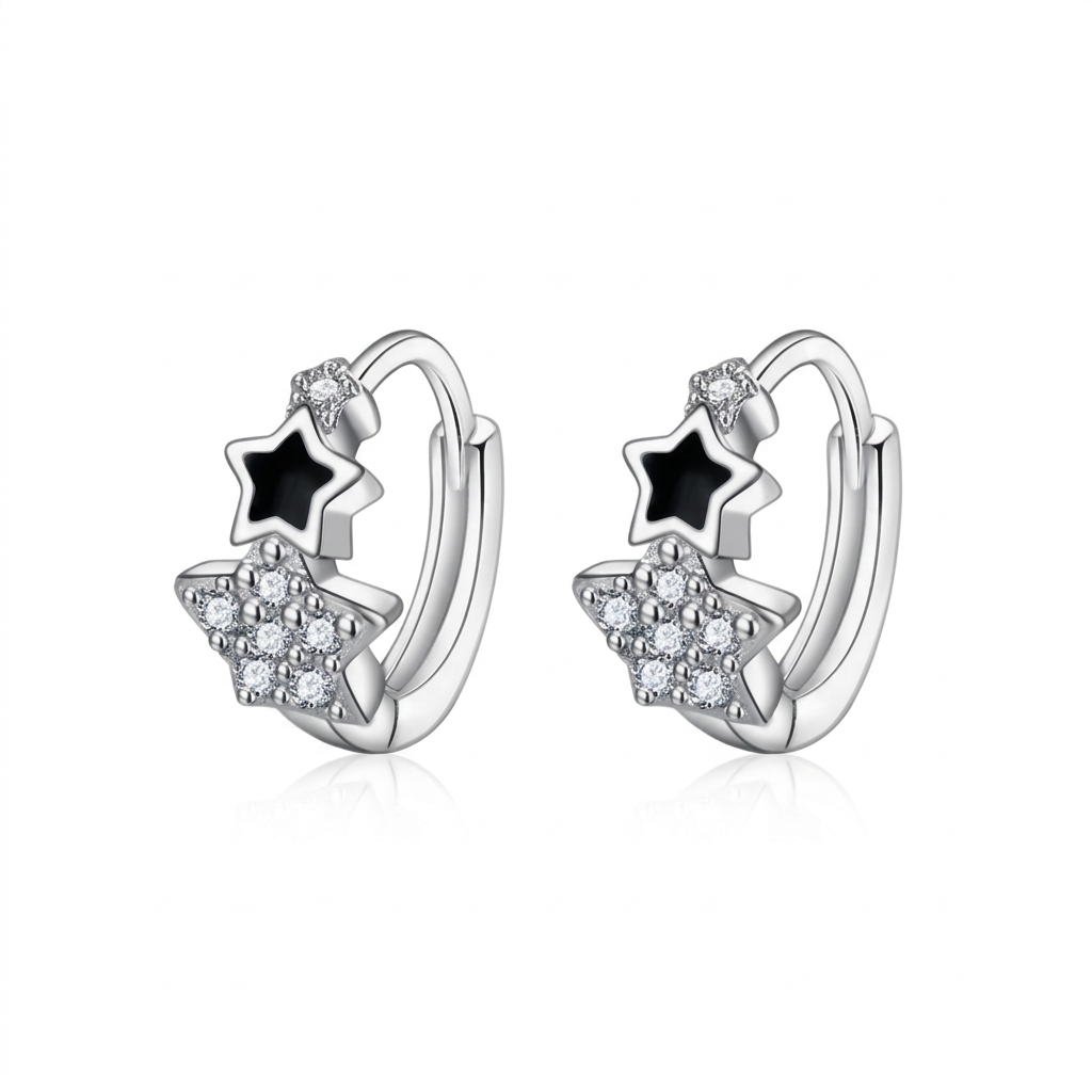 Aretes Geométricos con Estrella de Zirconia