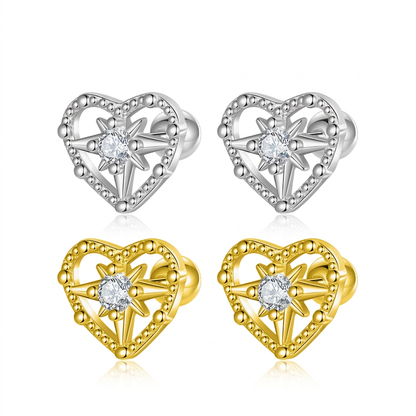 Aretes Corazón Destellante de Zirconia