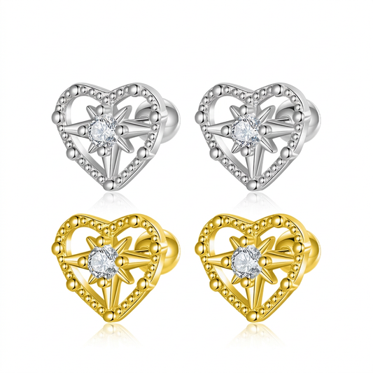 Aretes Corazón Destellante de Zirconia