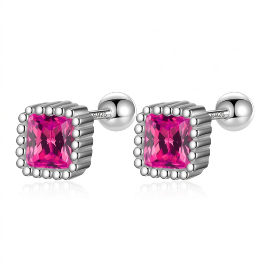 Aretes Cuadrados de Zirconia de Color