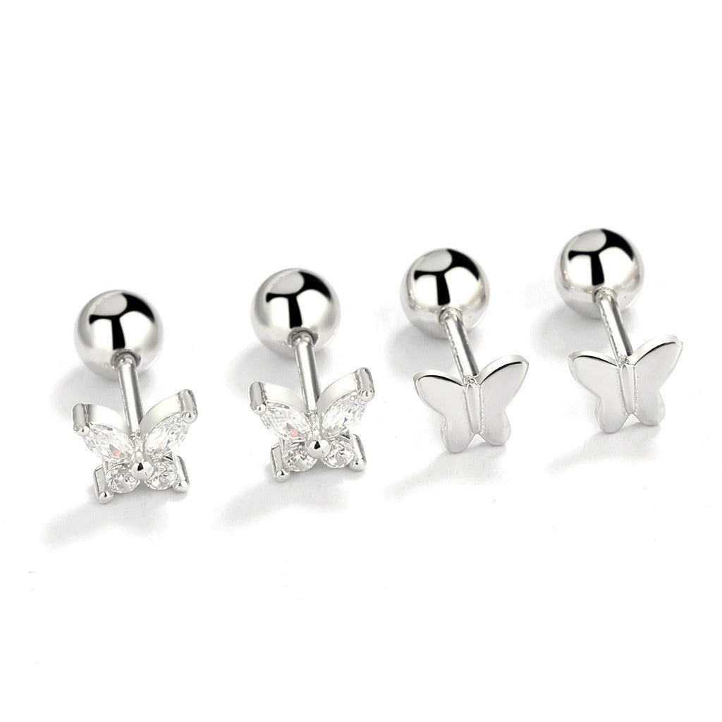 Aretes Mariposa Lisa o con Zirconias