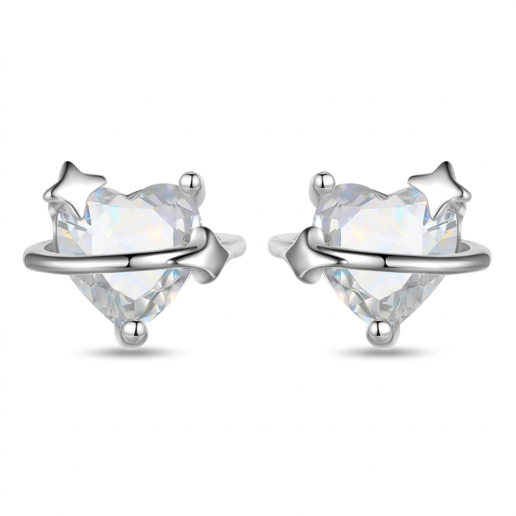 Aretes Corazón Blanco
