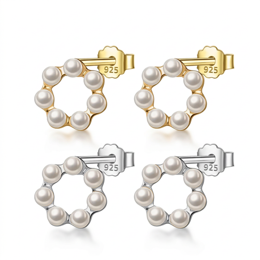 Aretes Flor Calada con Perla
