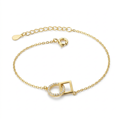 Pulsera con Zirconias Redondas y Cuadradas