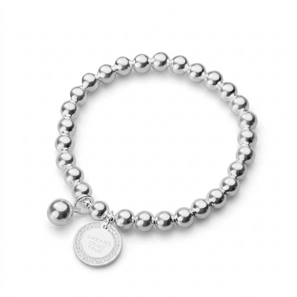 Pulsera Elástica de Bolitas con Moneda