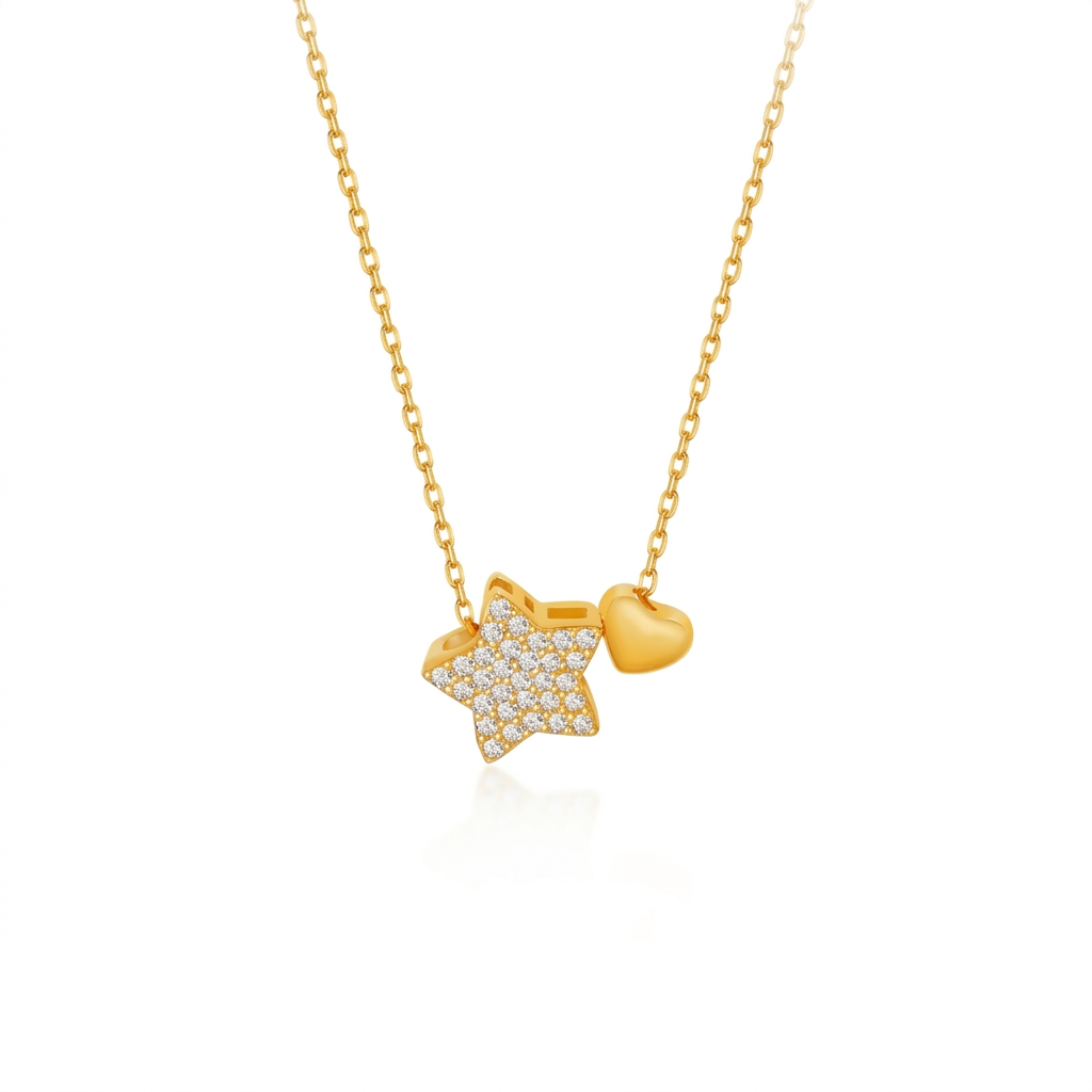 Collar Estrella y Corazón con Zirconias