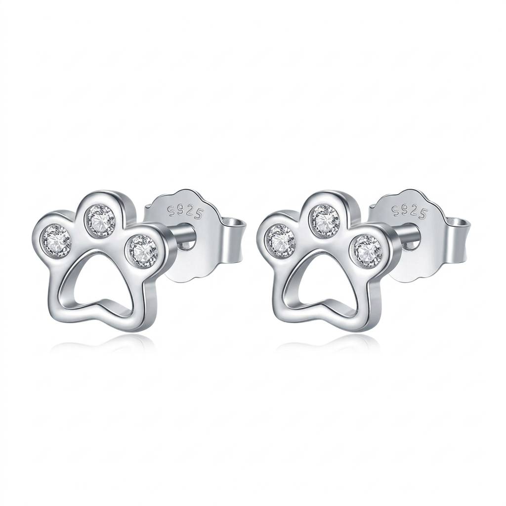 Aretes Huellita de Perro con Zirconias
