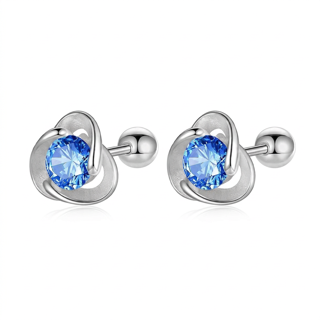 Aretes Triángulo con Zirconia Azul