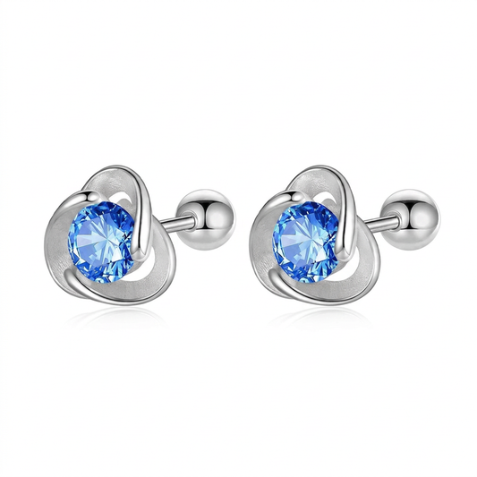 Aretes Triángulo con Zirconia Azul