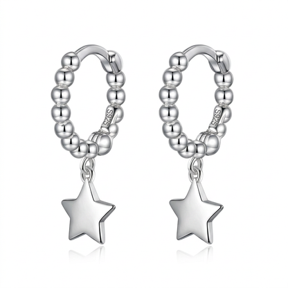 Arracadas con Bolita y Estrella Colgante