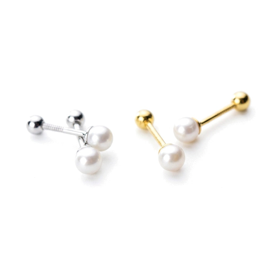 Aretes Mini Perla con Cierre de Rosca