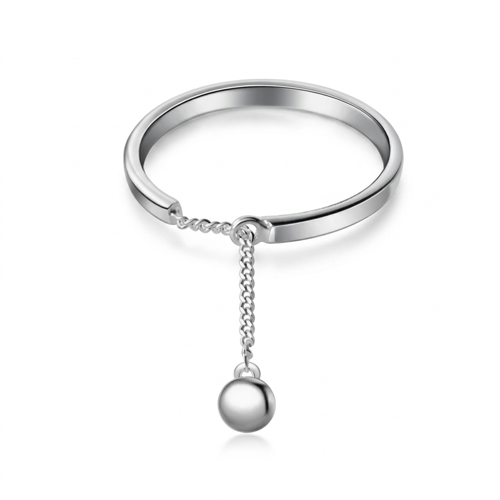 Anillo Cadena de Bolitas Ajustable
