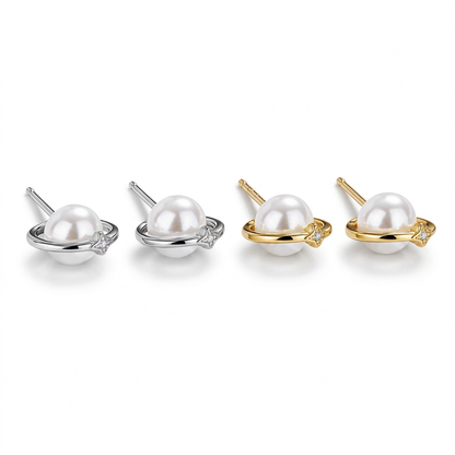 Aretes Planeta con Perla