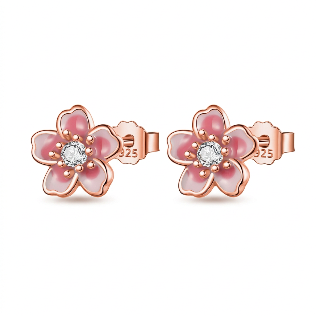 Aretes Flores en Blanco, Rosa o Negro