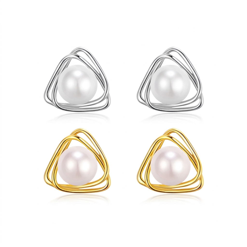 Aretes Triángulo con Perla