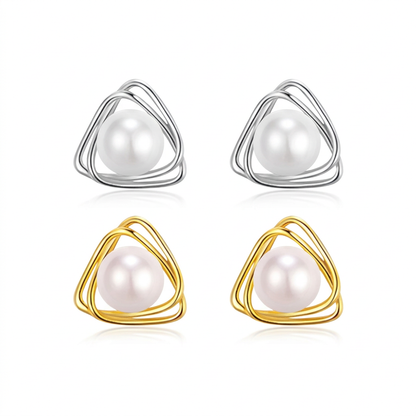 Aretes Triángulo con Perla