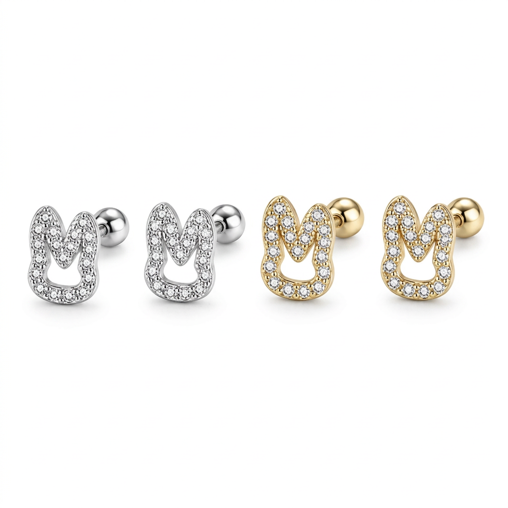 Aretes Conejito Calado con Zirconias