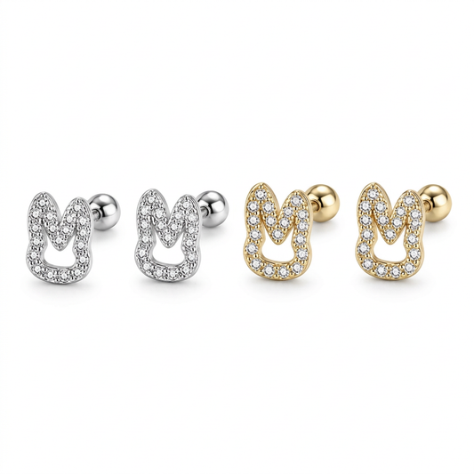 Aretes Conejito Calado con Zirconias