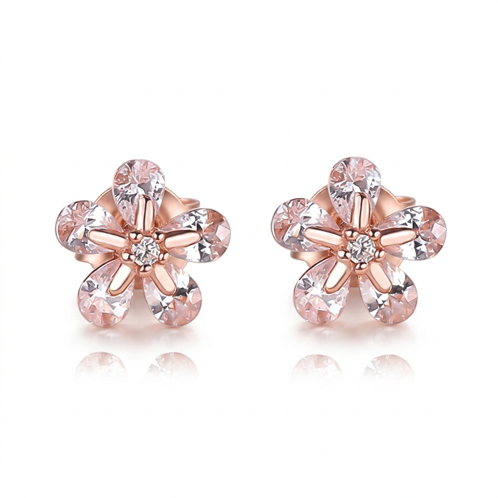 Aretes Flor Clásica con Zirconias