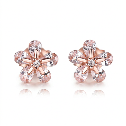Aretes Flor Clásica con Zirconias