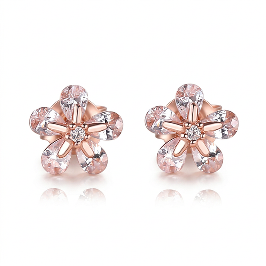 Aretes Flor Clásica con Zirconias