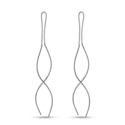Aretes Largos Doble Barra con Cadena