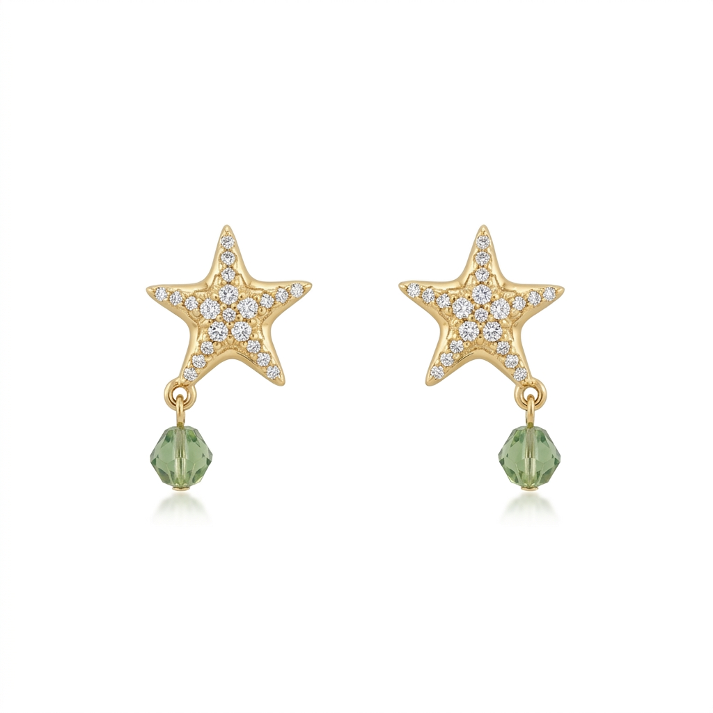 Aretes Estrella de Mar Dorada con Zirconias