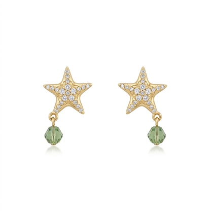 Aretes Estrella de Mar Dorada con Zirconias