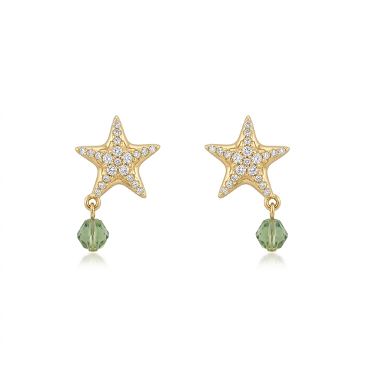 Aretes Estrella de Mar Dorada con Zirconias
