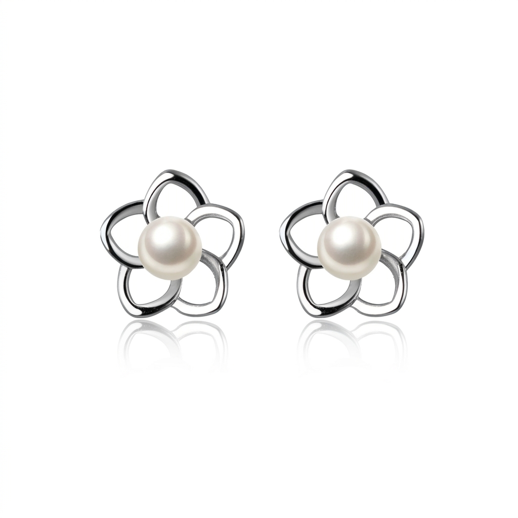 Aretes Flor Delicada con Perla