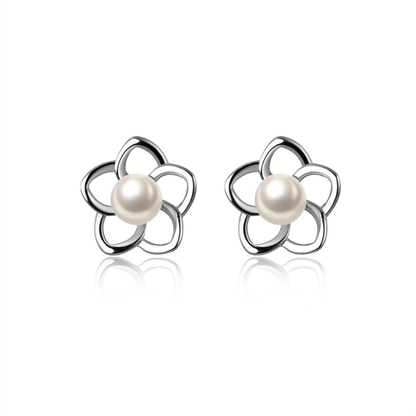 Aretes Flor Delicada con Perla
