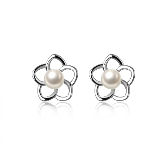 Aretes Flor Delicada con Perla