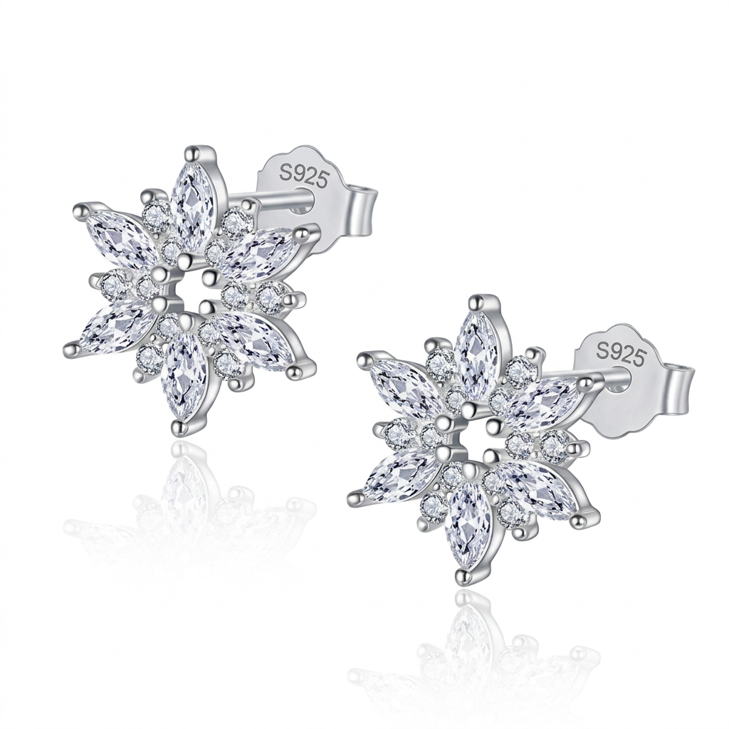 Aretes Copo de Nieve con Zirconias