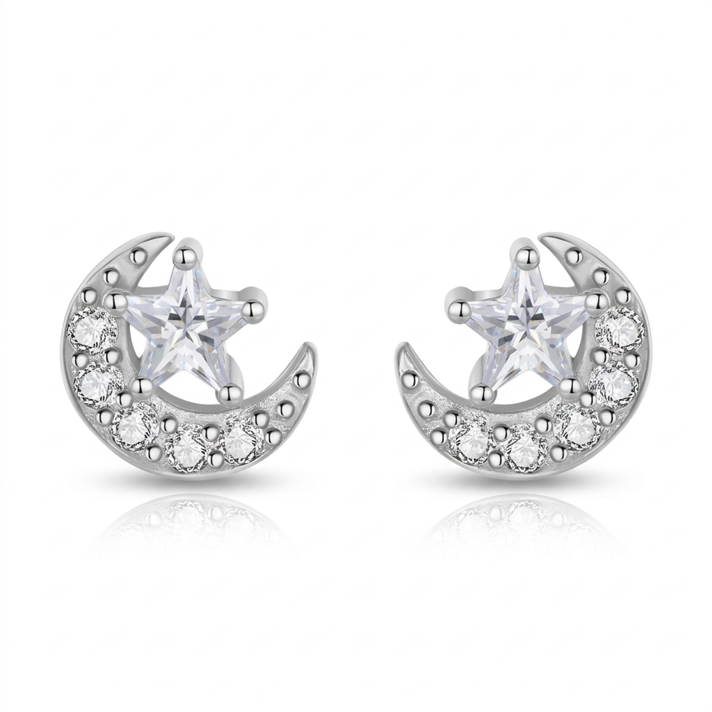 Aretes Estrella y Luna con Zirconias