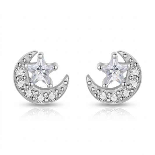 Aretes Estrella y Luna con Zirconias