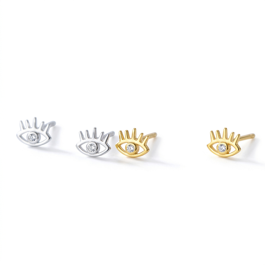 Aretes Mini Ojo con Zirconias