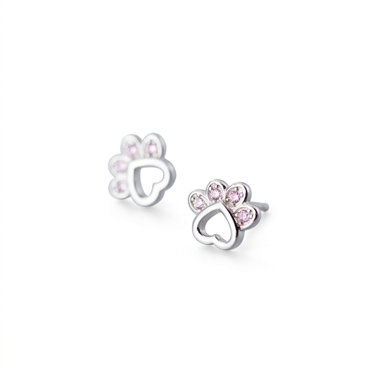 Aretes Huellita con Zirconia Rosa