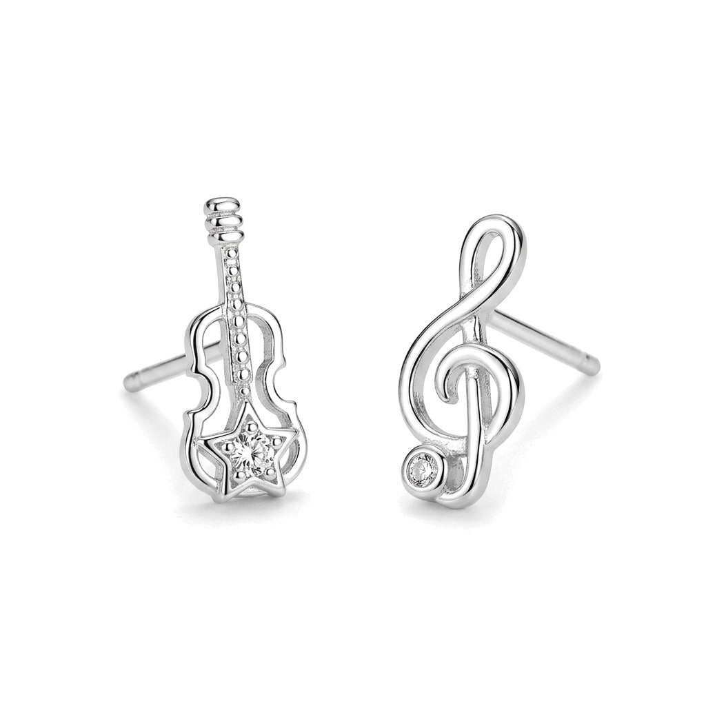 Aretes Asimétricos Nota Musical y Violín
